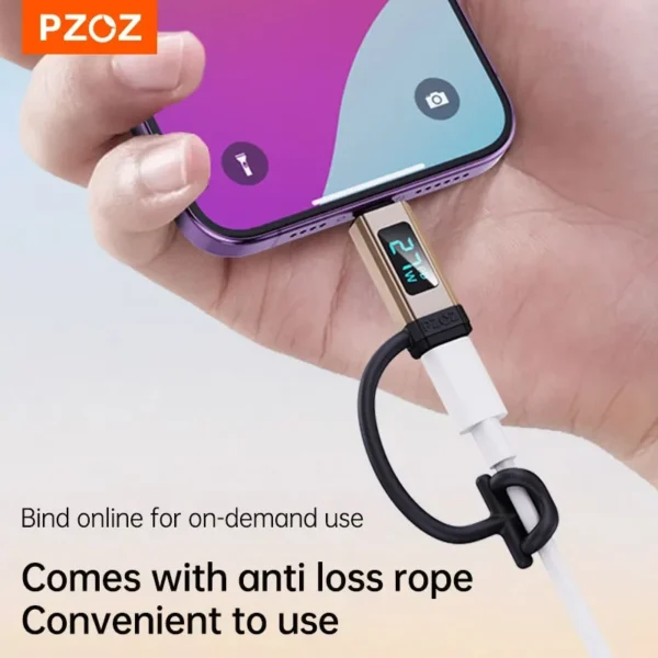 ⁦PZOZ Digital Display Fast Charging Adapter Plug Type C To Lightning For iPhone 14 13 12 11 Pro X 8 7 6 SE USB C TO Lightning⁩ - الصورة ⁦6⁩