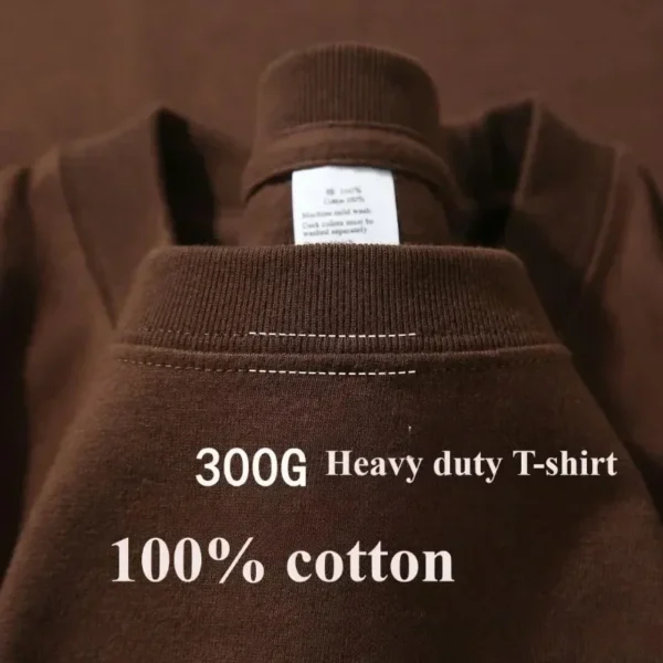 Men Clothing Summer Cotton 300grams Pure Cotton Short Sleeves T-shirt Men Casual Base Top Oversized T Shirt - Image 4