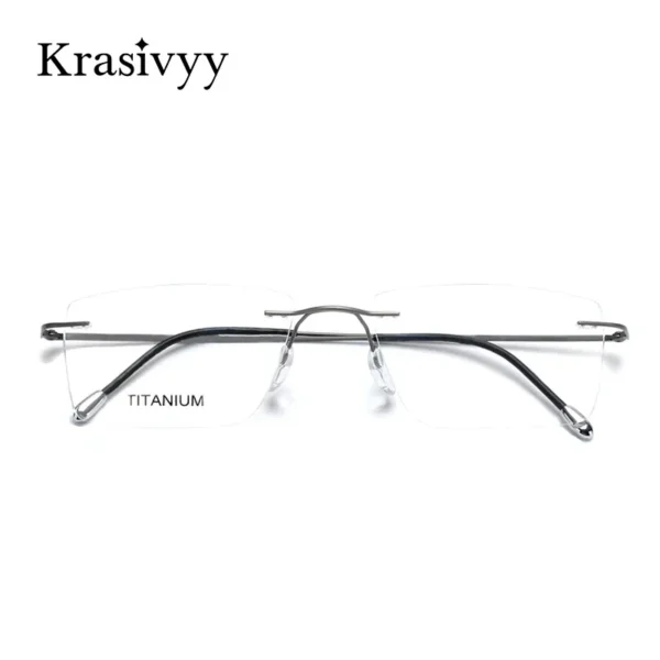 Krasivyy التيتانيوم النظارات الإطار الرجال 2024 جديد الأوروبية تصميم مربع بدون شفة وصفة النظارات إطار نظارات للنساء - Image 2