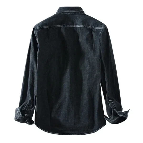 ⁦New Four Seasons Men's Long Sleeve Denim Shirt Cotton Jacket No Ironing Casual Social Comfortable and Breathable 3 Colors⁩ - الصورة ⁦6⁩