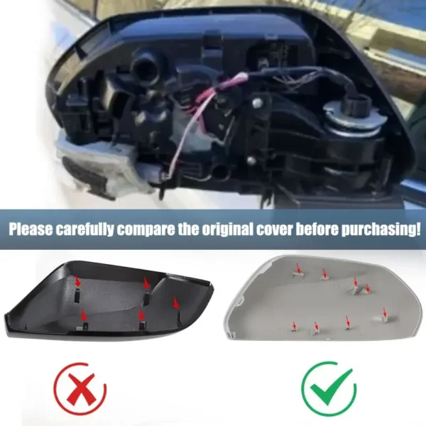 Pearl White Glossy Black Side Wing Rearview Mirror Cover Cap for Toyota Camry 2018 2019 2020 2021 2022 2023 87915-06130 8-Buckle - Image 3