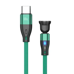 PD 60W Magnetic Charger for Apple iPhone 16 Pro Samsung Galaxy S25 S24 M56 F56 A16 F05 A06 Xiaomi Redmi K80 K70 Ultra Charging<span> - </span>7G Green No Plug, 1m