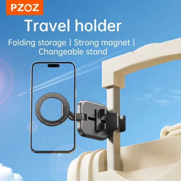 PZOZ Alloy Foldable Car Phone Holder for MagSafe 360° Adjustable Magnetic Car Mount Stand for iPhone 15 14 13 12 Pro Max