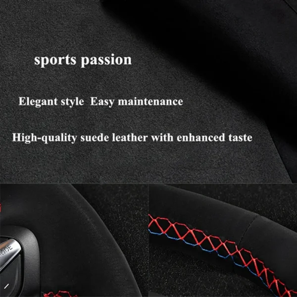 ل BMW M الرياضة F10 F12 F30 F32 F34 F45 F22 F39 F15 F16 F25 F26 عجلة توجيه سيارة لينة أغطية جلد الغزال - Image 4