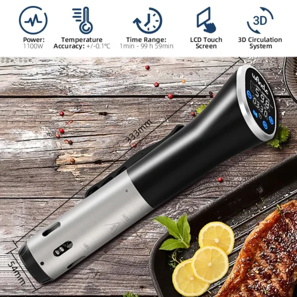 Wancle 1100 واط Sous Vide طباخ LCD تعمل باللمس الغمر المروج الطبخ الدقيق IPX7 طباخ مفرغ مقاوم للماء مع شاشة ديجيتال - Image 2