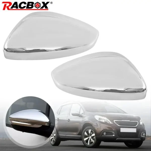 Chrome Silver/Black Side Door Wing Rearview Mirror Cap Cover for Peugeot 208 2008 2012-2019 for Citroen C3 2016-2020 Replacement