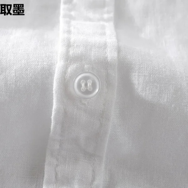 Pure Linen Casual Short Sleeve Shirt For Men White Cotton Linen Fabric Top Wear Men's Fashion Summer Half Sleeve - Image 4