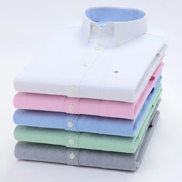 Men's 100% Cotton Shirt Long Sleeve Plaid Oxford Casual Solid Color Print Regular Fit Formal Dress Shirt Oversized 7XL 6XL 5XL