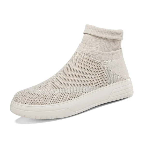 ⁦Men Thick Bottom Sneakers Autumn Couple New Non-slip Sock Shoes Breathable Mesh Round Head Casual Running High-top Flats Women⁩ - الصورة ⁦2⁩