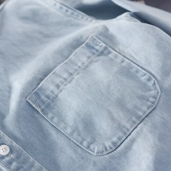 Autumn New 100% Cotton Men's Denim Shirt Casual Male Long-sleeved Shirts Street Japanese Fashion Slim Clothes Light Blue Black - Image 6