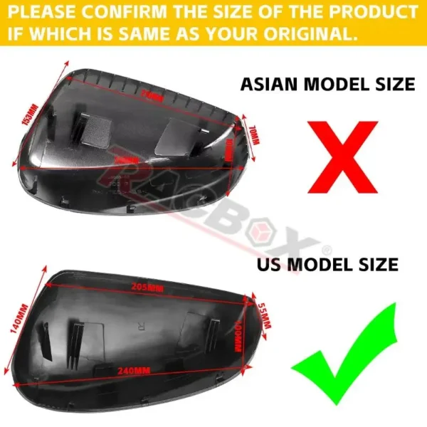 ⁦Left Right Side Rearview Mirror Cover Cap for Honda-Accord 2008 2009 2010 2011 2012 2013 US Model Unpainted Black Auto Parts⁩ - الصورة ⁦2⁩