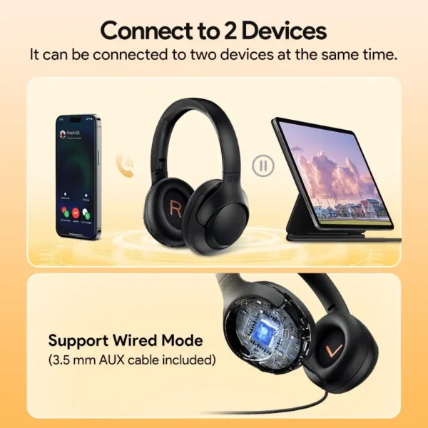 [$29-$3 Promo Code:GCC100]سماعات رأس لاسلكية ، سماعات بلوتوث ، صوت Hi-Res ، سماعات رأس فوق الأذن ، سماعات رأس هجينة نشطة لإلغاء الضوضاء ، سماعات أذن ، 60 ساعة ، 43dB - Image 6