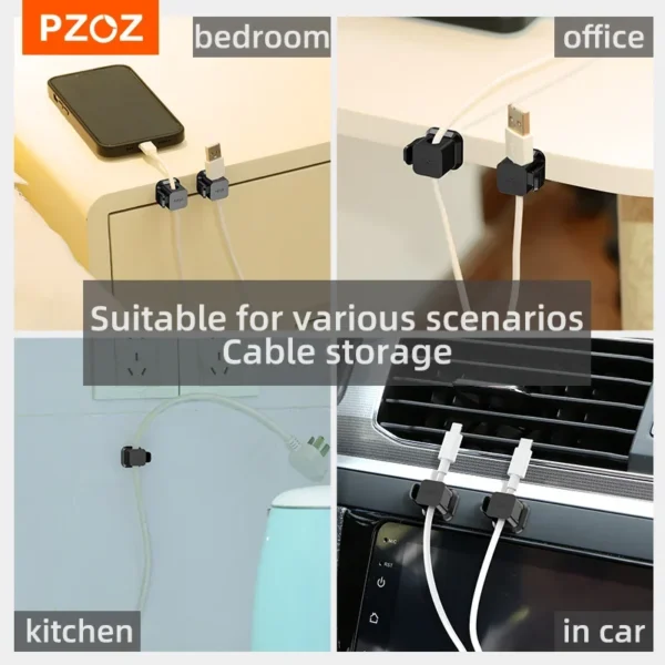 PZOZ 6Pcs Cable Organizer Management Wire Holder USB Cable Winder Desktop Tidy Clips For Mouse Earphone Cord Data Line Protector - Image 2