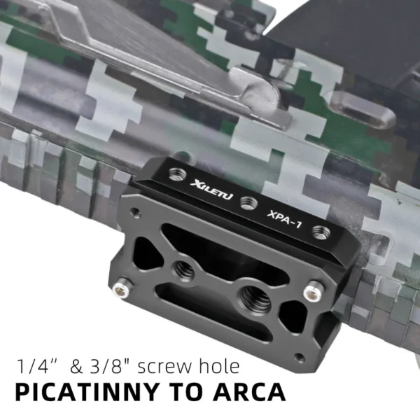 ⁦XILETU Picatinny Arca Swiss Plate Picatinny Convert to ARCA Quick Release Plate Rail Hunting Tripod Dovetail Mount Adapter⁩ - الصورة ⁦2⁩