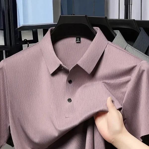 2025 New Men's Business Casual Short Sleeved Printed Polo Shirt Fashionable Breathable Comfortable and Versatile Top - Image 5