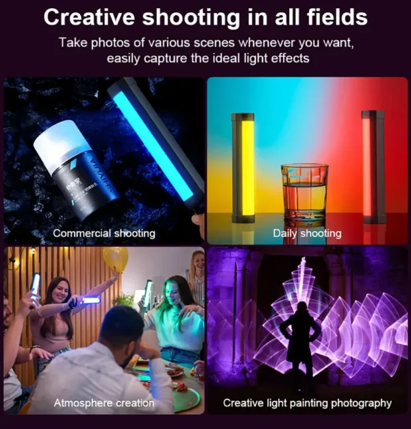 LUXCEO V8 RGB LED Light -300LM، 8 ألوان، 4 تأثيرات، 3000K-6000K، بطارية Ra≥95، 2000 مللي أمبير في الساعة، مصباح فيديو محمول للاستوديو/الخارجي - Image 6