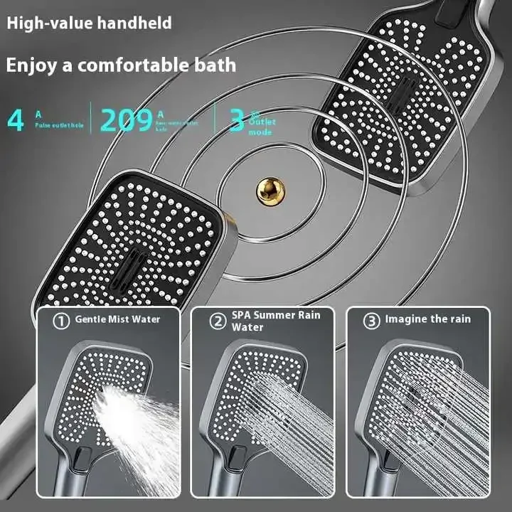رذاذ خلفي ترموستاتي نظام دش الحمام الرقمي ، صنابير الحمام الساخنة والباردة ، رأس دش المطر ، مجموعة رمادي - Image 5