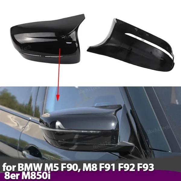 لسيارات BMW M5 F90 M8 F91 F92 F93 8 Series M850i محرك اليد اليسرى فقط M5 نمط غطاء مرآة الرؤية الخلفية غطاء رسمت ألياف الكربون الأسود