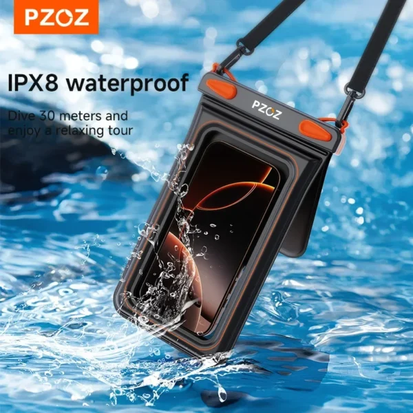 PZOZ Full View Transparent Phone Case Waterproof Phone Pouch Drift Diving Swimming Bag For Phone Water Sports Beach Pool 6 inch - Image 3