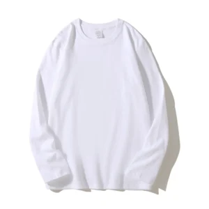 Heavy Cotton Men's Long Sleeve T Shirt Solid Color Cotton Bottom Shirt Half Sleeve 100% Cotton T Shirt Korean Tee<span> - </span>WHITE, XL