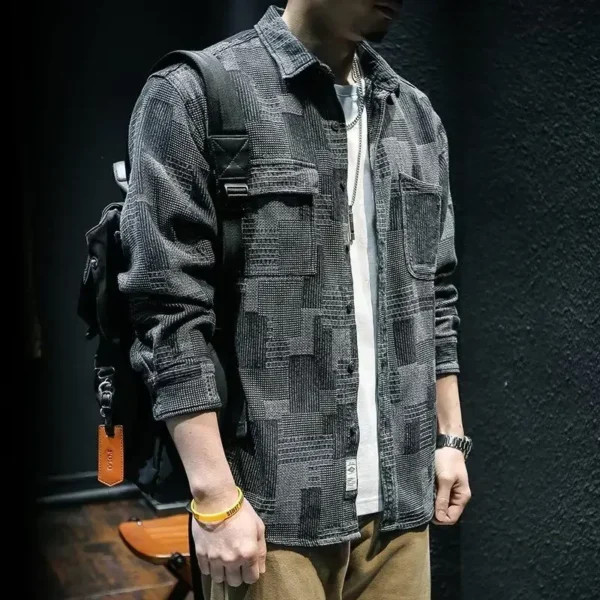 2024 Spring and Autumn New Japanese Denim Shirt Men's Long Sleeved Loose Trendy Casual Fashion Shirt Work Dress Pi Shuai Coat - Image 5