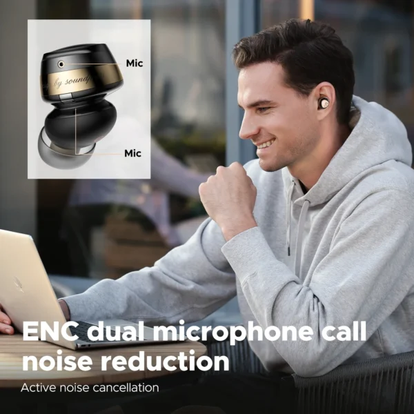 سماعات أذن Soundpeats Opera 05 لاسلكية عالية الدقة LDAC Hybrid ANC بلوتوث V5.3 مع صوت ستيريو هاي فاي صوت ENC ميكروفونات مزدوجة - Image 4