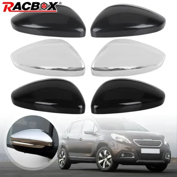 1 Pair Side Wing Rearview Mirror Cover Cap for Peugeot 208 2008 2012-2019 for Citroen C3 2016-2020 Rearview Mirror Housing Shell