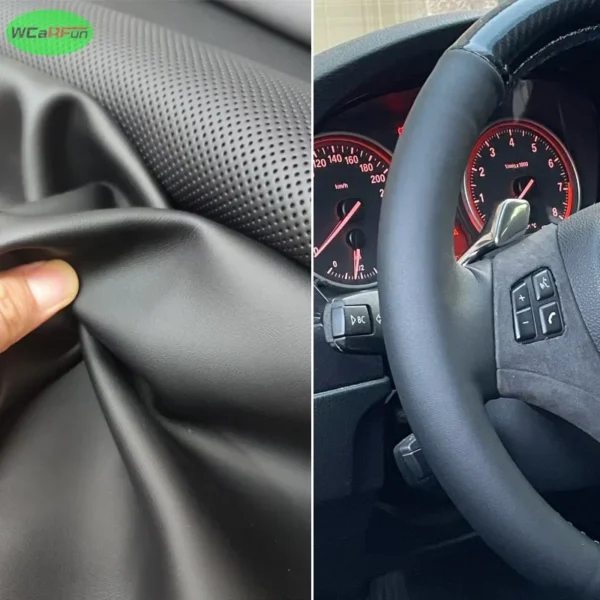 كامل أسود جلدية غطاء عجلة القيادة لتويوتا 4 عداء لاند كروزر برادو تاكوما تندرا سيكويا SR5 2009-2022 سيارة جديلة - Image 3