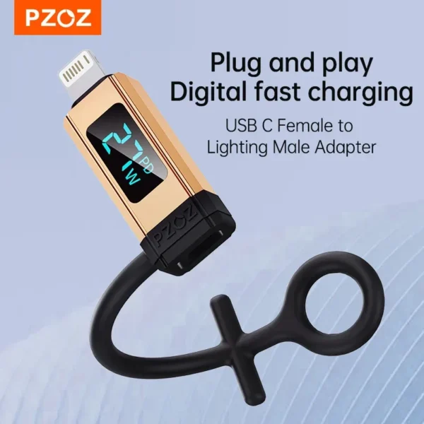 PZOZ Digital Display Fast Charging Adapter Plug Type C To Lightning For iPhone 14 13 12 11 Pro X 8 7 6 SE USB C TO Lightning