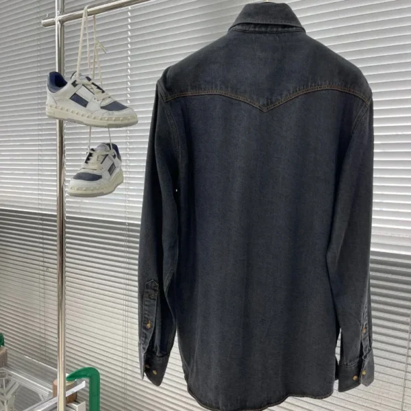 BC pocket spliced lapel casual denim shirt - Image 2