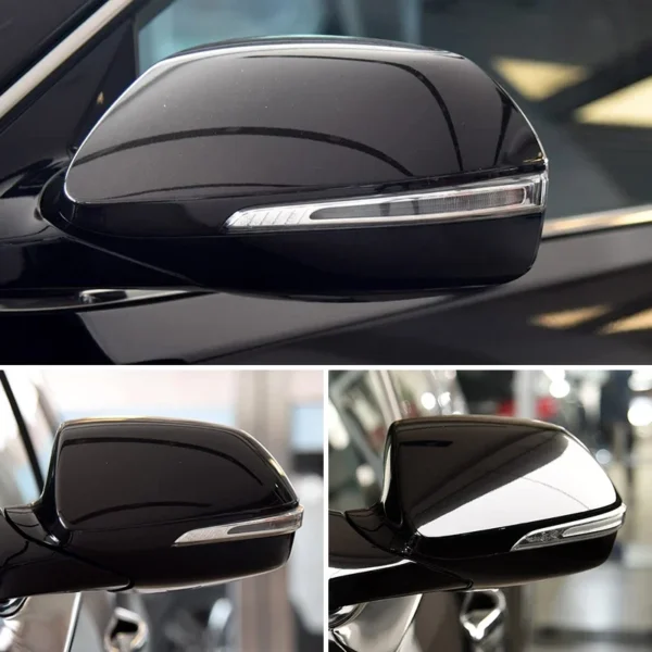 Car Door Side Wing Rearview Mirror Cover Cap White Black for Hyundai Santa Fe XL 2017 2018 2019 2020 w/Turn Signal Light Replace - Image 4