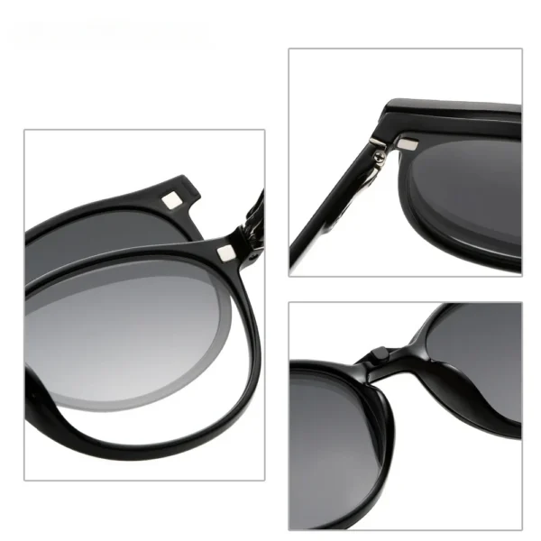YIMARUILI Fashion TR90 نظارات مستقطبة مغناطيسية بإطار نظارات طبية مستديرة كلاسيكية للرجال والنساء 6218 - Image 4