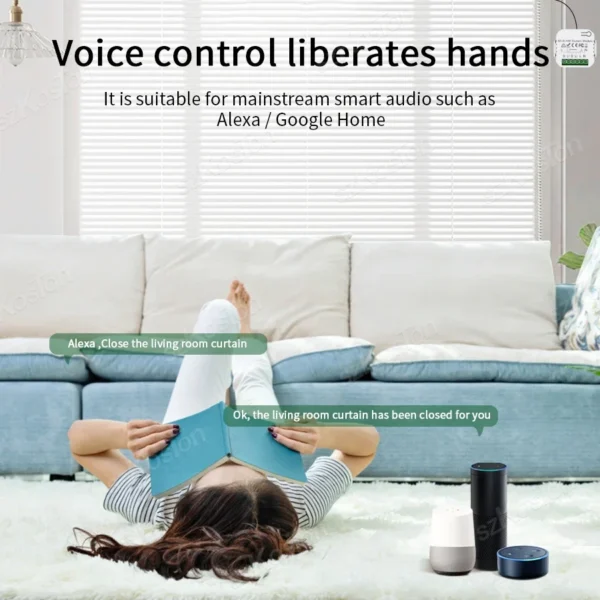 ⁦Tuya Smart Life WiFi ستارة كهربائية أعمى التبديل التتابع مع RF433 Mhz التحكم عن بعد مصراع الأسطوانة الكهربائية جوجل المنزل اليكسا⁩ - الصورة ⁦3⁩