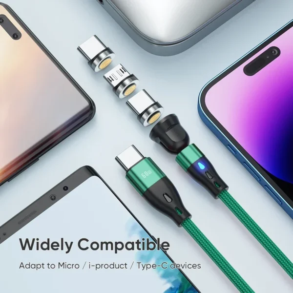PD 60W Magnetic Charger for Samsung Galaxy A06 Sony Xperia 1 VI Lenovo Legion Tab Xiaomi Redmi Note 13 Tecno Spark Go 1 Charging - Image 2