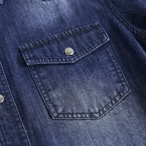 High Quality Men's Denim Shirt Long Sleeve Oversized Pure Cotton Overshirt Solid Casual Shirts Men Clothing 4XL A2F6522 - Image 6