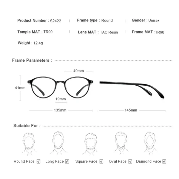 MERRYS DESIGN Classice TR90 إطارات النظارات للرجال النساء نظارات البصريات إطار وصفة طبية إطارات النظارات النظارات البصرية S2422 - Image 3