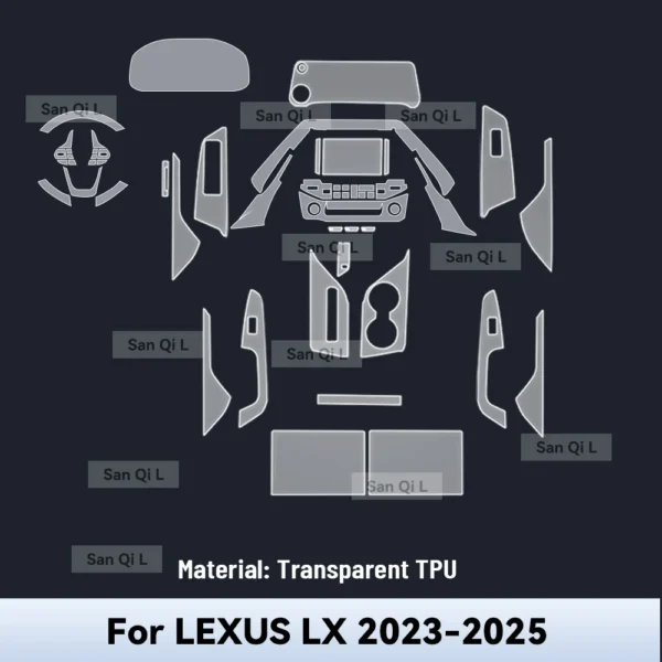 ⁦Car Interior Center Console Media Dashboard Navigation TPU Protector Film For LEXUS LX 2023 2024 2025 Car Sticker Accessories⁩ - الصورة ⁦2⁩