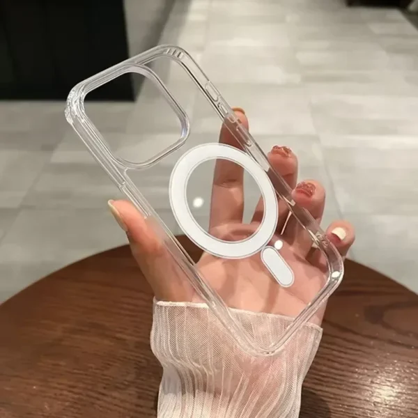 ⁦New Clear MagSafe Case for iPhone 17 Air 17 16 15 14 13 12 Plus Pro Max Shockproof Wireless Charging Cover with Magnetic Feature⁩ - الصورة ⁦5⁩
