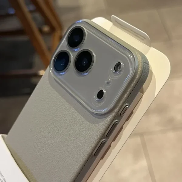 Luxury Leather Texture Silicone Case for iPhone 17 Air 16 15 14 Plus 13 12 Pro Max Glass Camera Lens Protection Shockproof Cover - Image 2