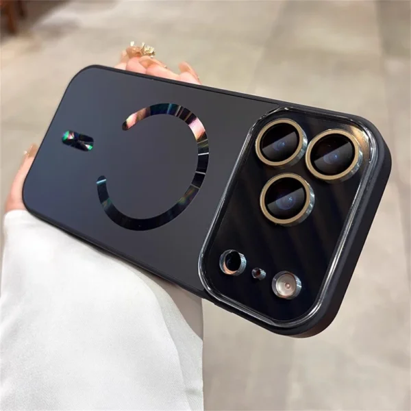 ⁦Laser Large Window Camera Matte Glass Protect Case For Magsafe For iPhone 13 14 15 16 17 Pro Max Magnetic Wireless Charge Cover⁩ - الصورة ⁦5⁩