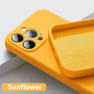 Luxury Silicone Antiskid Phone Case For iPhone 17 Air 16 15 14 13 11 12 Pro Max 16 Plus Shockproof Full Lens Protection Cover<span> - </span>sunflower, For iPhone 16