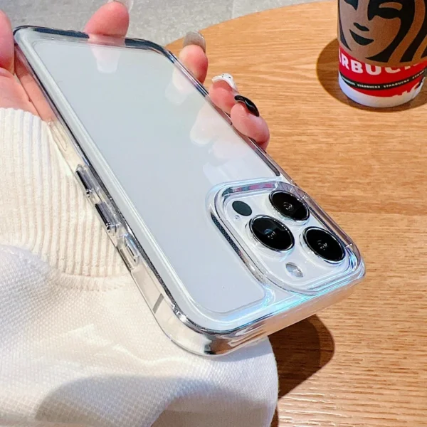⁦Luxury Transparent Shockproof Armor Case for iPhone 17 Air 16 15 14 Plus 13 12 Mini 11 Pro Max Clear Bumper Hard Acrylic Cover⁩ - الصورة ⁦4⁩