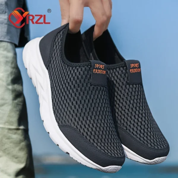 ⁦YRZL Men's Sneakers Breathable Mesh Men Casual Shoes Outdoor Non-Slip Big Size Loafers Walking Lightweight Male Tennis shoes⁩ - الصورة ⁦2⁩