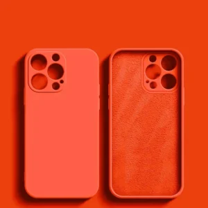 Luxury Liquid Silicone Phone Case For Apple iPhone 16 15 14 13 12 11 Pro Max Soft Case Shockproof Bumper Cover Phone Accessories<span> - </span>Pink orange, For iPhone 15 ProMax