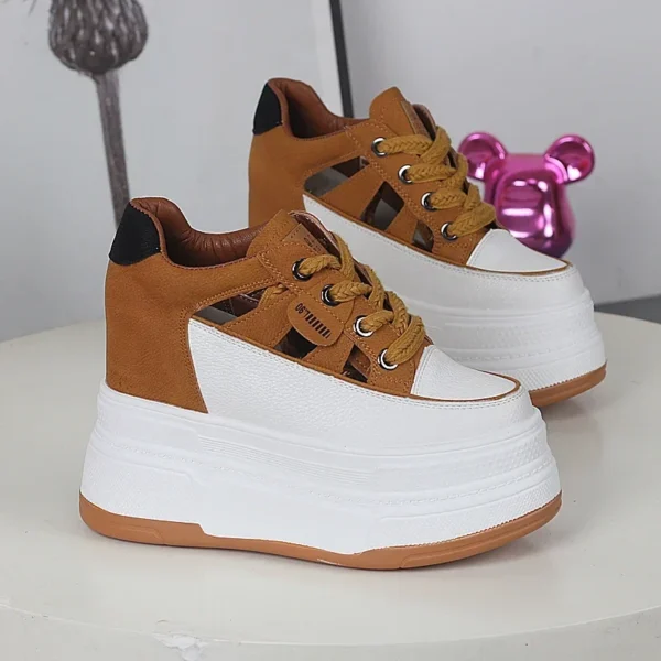 ⁦Spring and Summer Platform Casual Shoes Ultra High Heels Increase 12CM Small Hollowed Breathable Sandals⁩ - الصورة ⁦4⁩