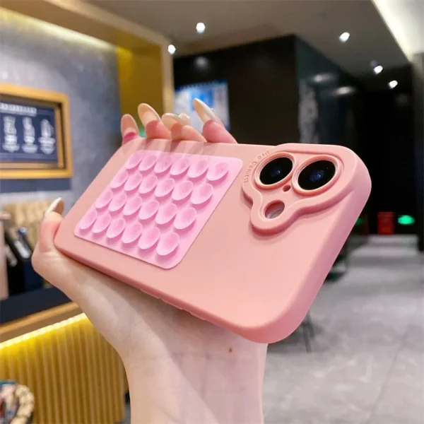 ⁦3D Suction Cup Case For iPhone 17 16 15 14 13 11 12 Pro Max 16 16e Case For iPhone 14 13 Pro Max 17 Air Soft Silicone TPU Cover⁩ - الصورة ⁦2⁩