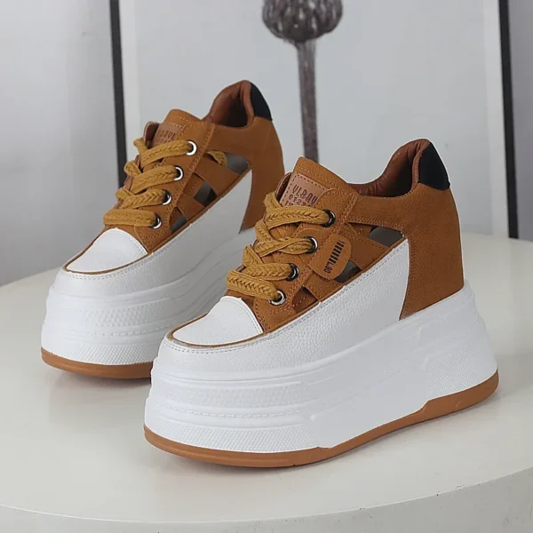 ⁦Spring and Summer Platform Casual Shoes Ultra High Heels Increase 12CM Small Hollowed Breathable Sandals⁩ - الصورة ⁦5⁩