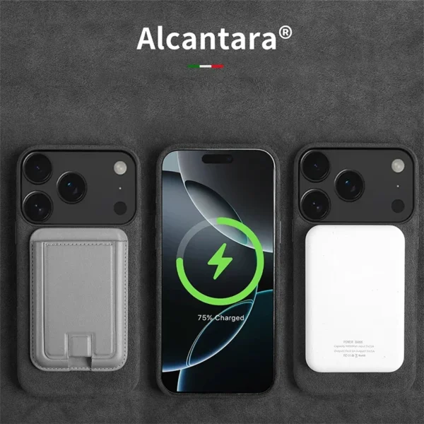 ⁦Real Alcantara Case For iPhone 17 Pro Max Air Magnetic Magsafe Cover Premium Artificial Leather Cases For iPhone 17 Air Pro Max⁩ - الصورة ⁦2⁩