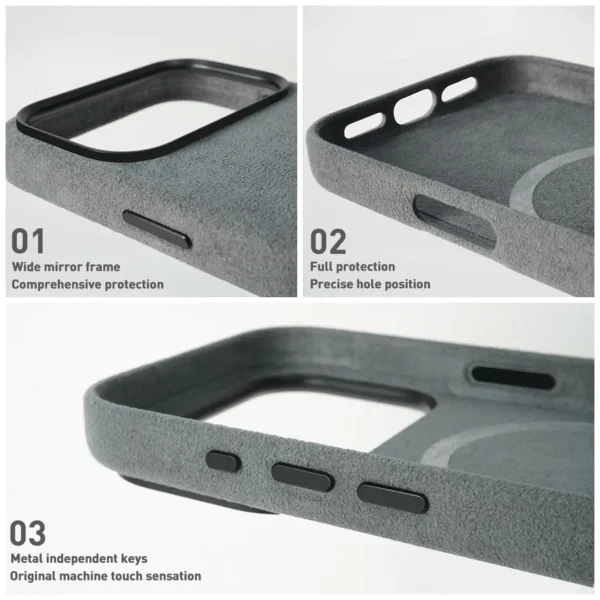 ⁦Real Alcantara Case For iPhone 17 Pro Max Air Magnetic Magsafe Cover Premium Artificial Leather Cases For iPhone 17 Air Pro Max⁩ - الصورة ⁦3⁩