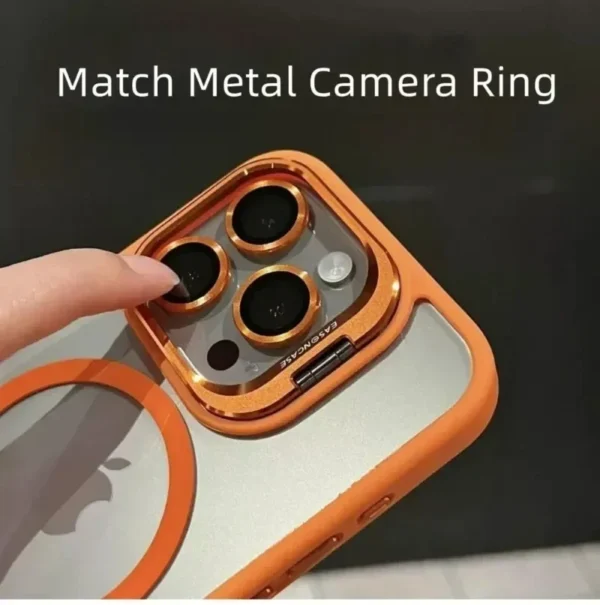 ⁦Luxury Magnetic Shockproof Phone Case For iPhone 15 14 13 12 11 16 17 Pro Max Plus 16E Funda Stand Glass Lens Protection Cover⁩ - الصورة ⁦5⁩